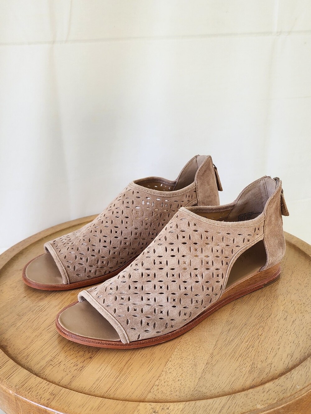 Violet & Red Pippa Taupe Perforated Open Toe Sandals